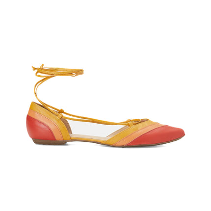 Cereja Red Leather Tie-Up Flat Sandals