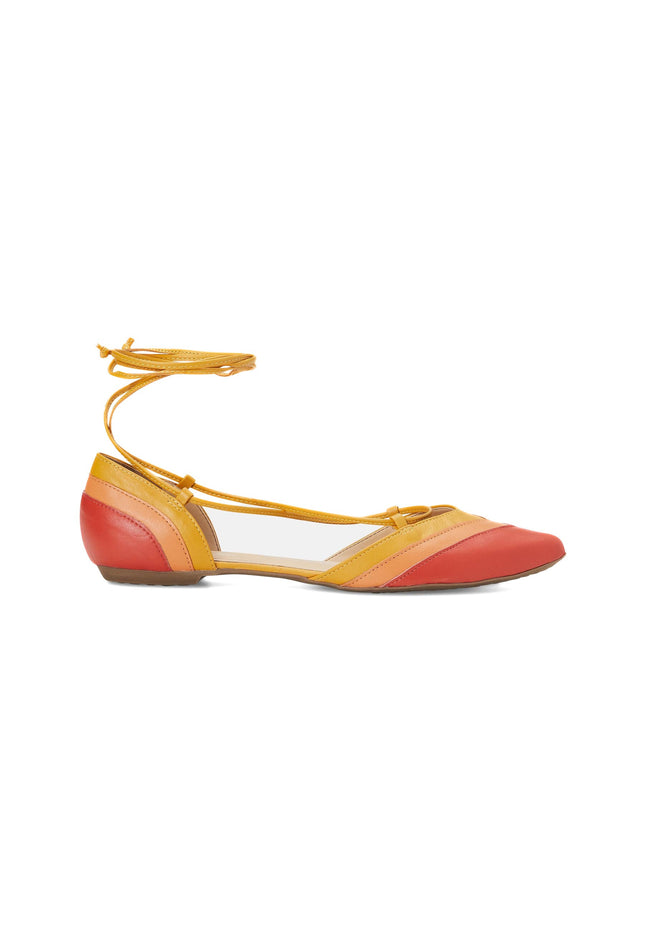 Cereja Red Leather Tie-Up Flat Sandals