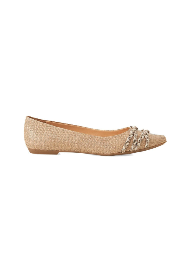 Guarandí Raffia Leather Ballerinas – Natural Beige Flat