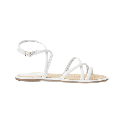 Angico White Leather Flat Sandals