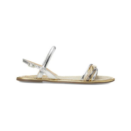 Albizia Leather Flat Sandals – Gold Natural