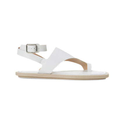 Paineira White Leather Toe-Ring Flat