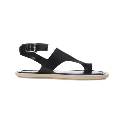 Paineira White Leather Toe-Ring Flat