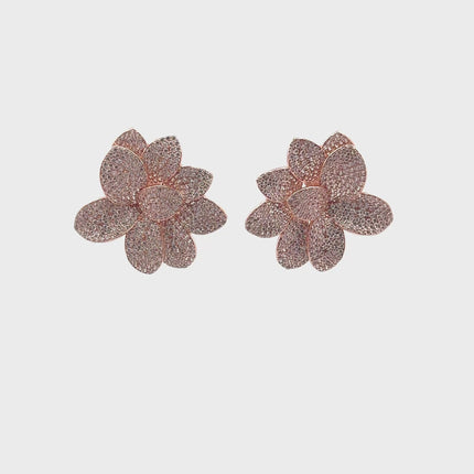 Amaryllis Flower Large Stud Earrings Rosegold