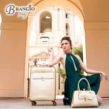 Brangio Italy Elegant Luxury Floral Embossed Designer Handbag