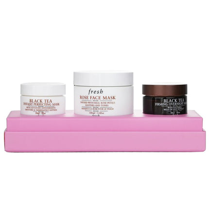 FRESH - Face Mask Set: 1x Rose Face Mask - 100ml/3.3oz + 1x Black Tea Firming Overnight Mask - 30ml/1oz + 1x Black Tea Instant P