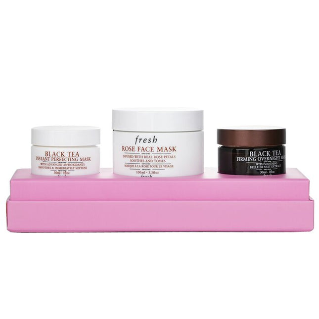 FRESH - Face Mask Set: 1x Rose Face Mask - 100ml/3.3oz + 1x Black Tea Firming Overnight Mask - 30ml/1oz + 1x Black Tea Instant P