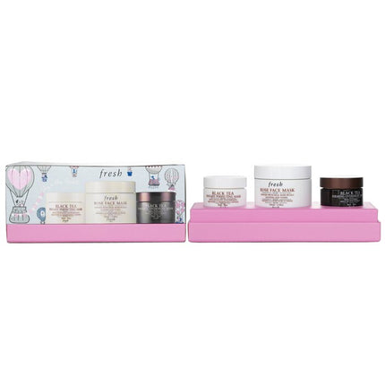 FRESH - Face Mask Set: 1x Rose Face Mask - 100ml/3.3oz + 1x Black Tea Firming Overnight Mask - 30ml/1oz + 1x Black Tea Instant P