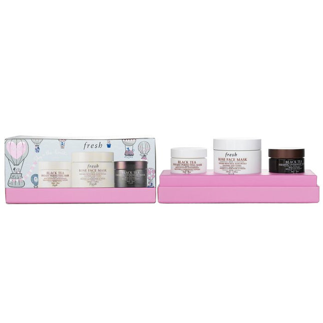 FRESH - Face Mask Set: 1x Rose Face Mask - 100ml/3.3oz + 1x Black Tea Firming Overnight Mask - 30ml/1oz + 1x Black Tea Instant P