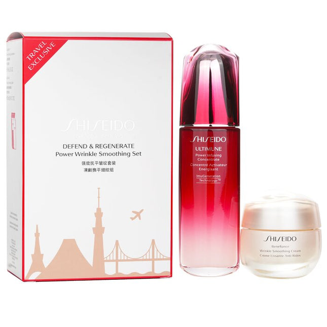 SHISEIDO - Defend & Regenerate Power Wrinkle Smoothing Set: Ultimune Power Infusing Concentrate N 100ml + Benefiance Wrinkle Smo