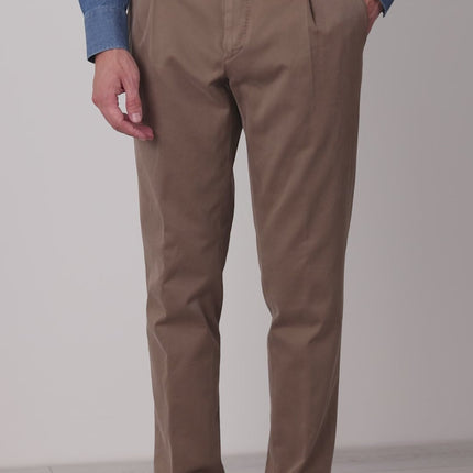 Autumn Winter Brown Cotton Chino Trousers
