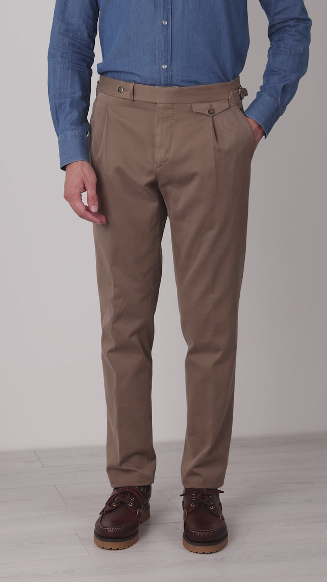 Autumn Winter Brown Cotton Chino Trousers