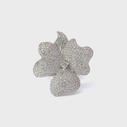 Flower Cocktail Ring Silver