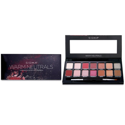 SIGMA BEAUTY - Warm Neutrals Eyeshadow Palette (14x Eyeshadow + 1x Dual Ended Brush)