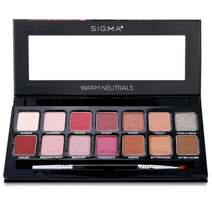 SIGMA BEAUTY - Warm Neutrals Eyeshadow Palette (14x Eyeshadow + 1x Dual Ended Brush)