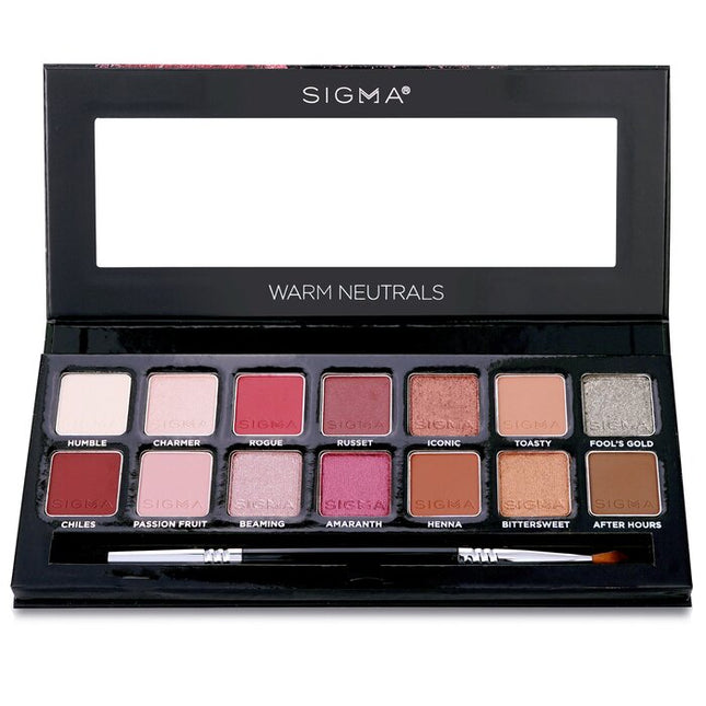 SIGMA BEAUTY - Warm Neutrals Eyeshadow Palette (14x Eyeshadow + 1x Dual Ended Brush)