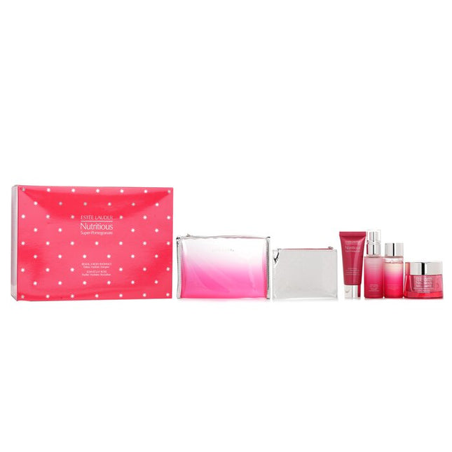ESTEE LAUDER - Nutritious Super-Pomegranate Reveal a Rosy Radiance Set: Moisture Creme+ Milky Lotion Light+ Lotion+ Cleansing Fo