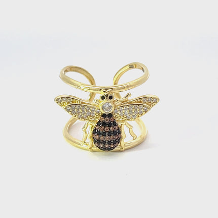 Honey Bee Cocktail Ring Adjustable Gold
