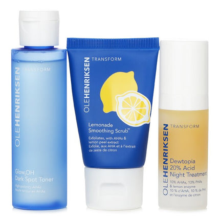 OLE HENRIKSEN - Acids Done Bright Set: Lemonade Smoothing Scrub 30g + Glow2OH Dark Spot Toner 65ml + Dewtopia 20% Acid Night Tre