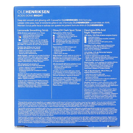 OLE HENRIKSEN - Acids Done Bright Set: Lemonade Smoothing Scrub 30g + Glow2OH Dark Spot Toner 65ml + Dewtopia 20% Acid Night Tre