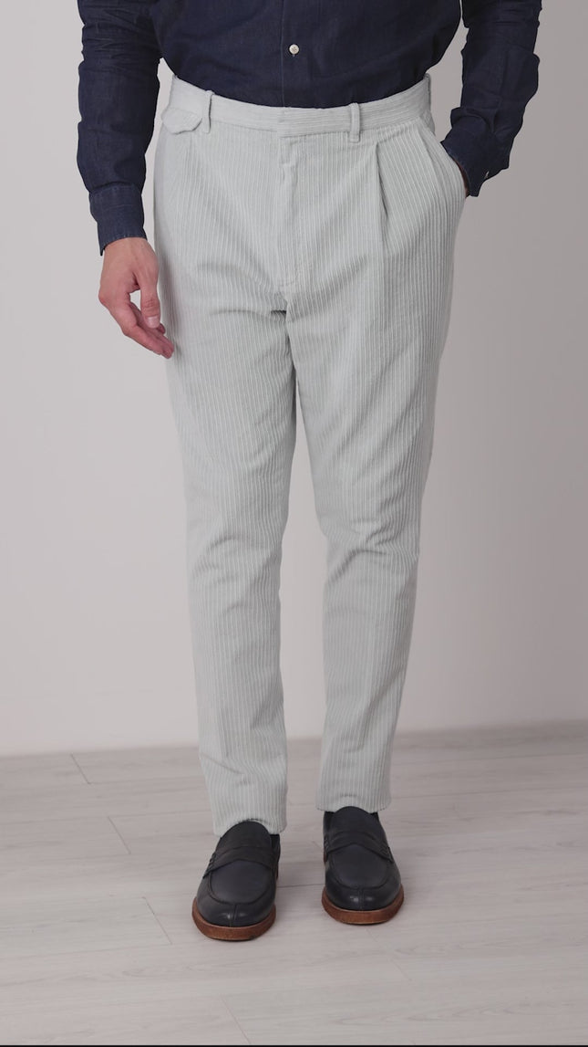 Pantalon Chino en Velours Gris Automne Hiver
