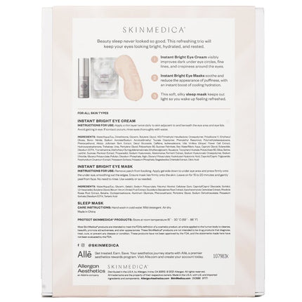 SKIN MEDICA - Instant Bright Eye Essentials Set: Instant Bright Eye Cream 14.2g + Instant Bright Eye Masks 6x2.34g + Sleep Mask