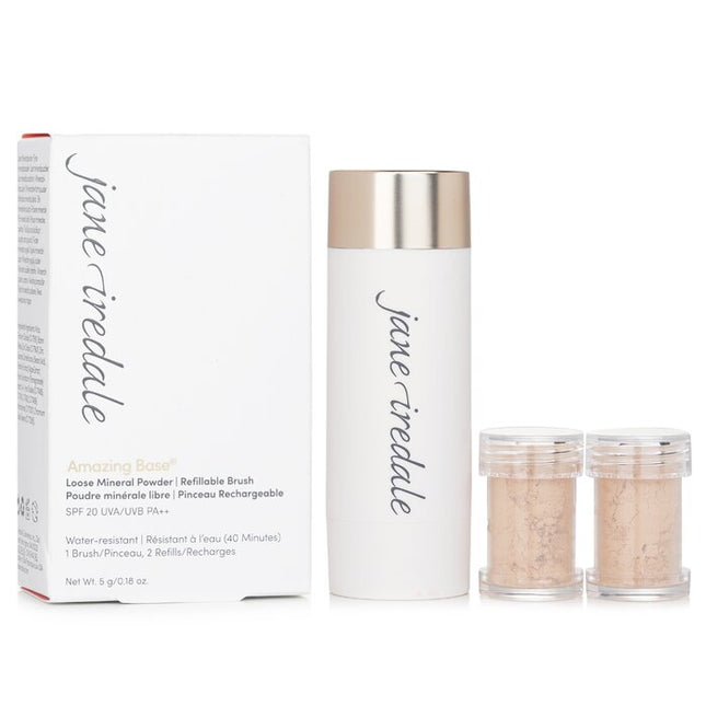 JANE IREDALE - Amazing Base Loose Mineral Powder SPF 20 Refillable Brush (1x Brush, 2x Refills) 2x2.5g/0.09oz