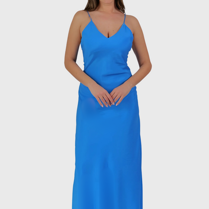 The Tropea Dress – Italian Silk in Cobalt Blue