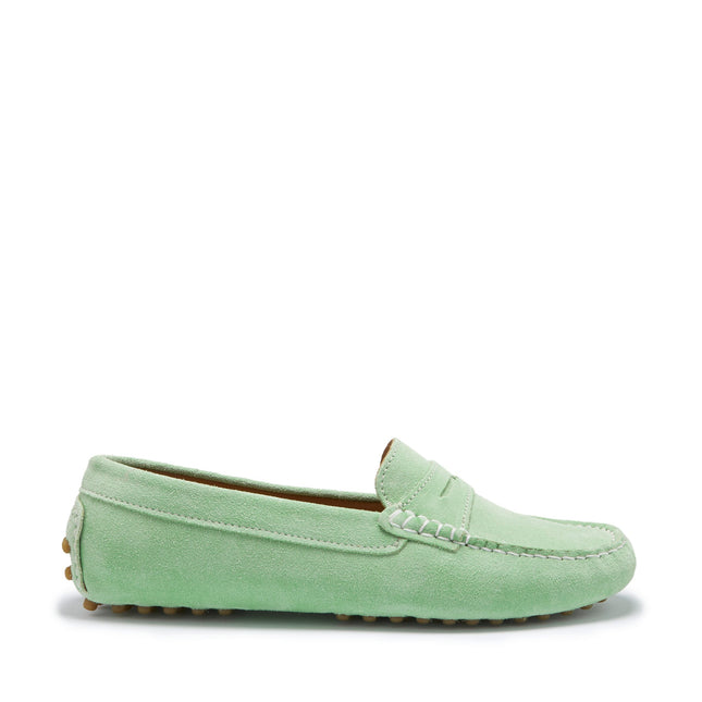 Women's Penny Driving Loafers, Lagoon Green Suede