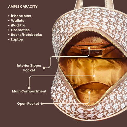Brangio Italy Floral Rose Gold Accents Mini Backpack