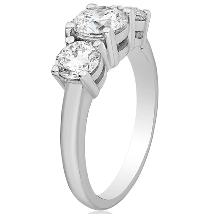 3 CTW AGI Certified Lab Grown Diamond (G-Vs) Three Stone Engagement Ring in of 14K Gold