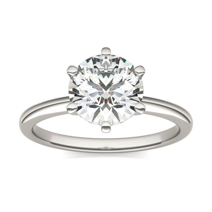 2 CTW Round Lab Grown Diamond Six Prong Solitaire Engagement Ring - G-Vs Clarity, AGI Certified, 14K White Gold