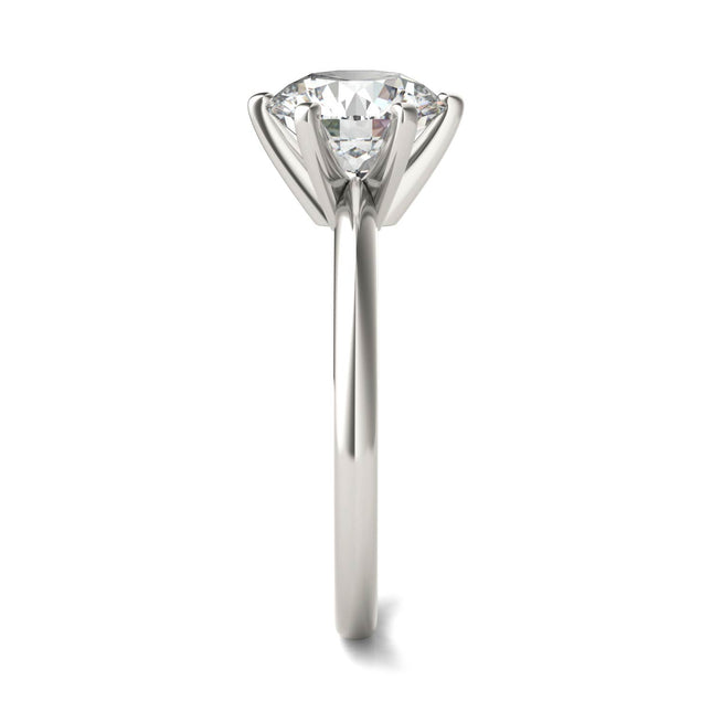 2 CTW Round Lab Grown Diamond Six Prong Solitaire Engagement Ring - G-Vs Clarity, AGI Certified, 14K White Gold