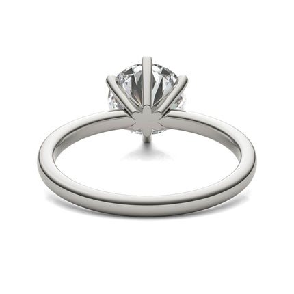 2 CTW Round Lab Grown Diamond Six Prong Solitaire Engagement Ring - G-Vs Clarity, AGI Certified, 14K White Gold