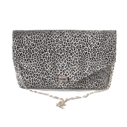 Leopard Silver Envelope Clutch