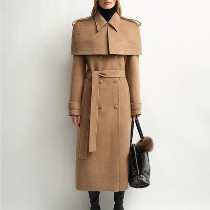 Fireladyfur Women's Alpaca Wool Coat With Detachable Cape "Elegant Silhouette"