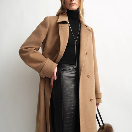 Fireladyfur Women's Alpaca Wool Coat With Detachable Cape "Elegant Silhouette"