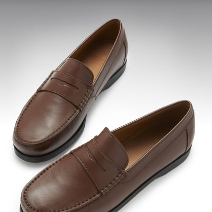 Boat Loafers, Brown Leather