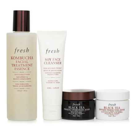 FRESH - Black Tea Set: Soy Face Cleanser+Kombucha F.T. Essence+Instant Perfecting Mask+Firming Overnight Mask