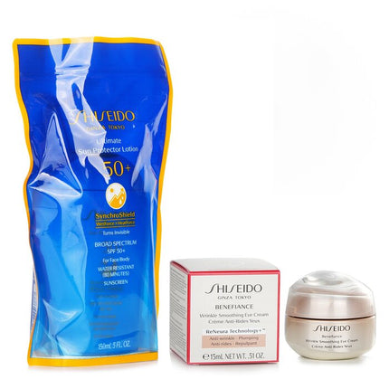 SHISEIDO - Shiseido Ultimate Sun Protector Lotion SPF 50+ Sunscreen (For Face and Body) + Benefiance Wrinkle Smoothing Eye Cream