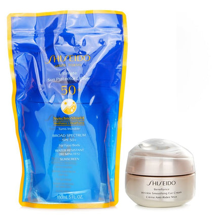 SHISEIDO - Shiseido Ultimate Sun Protector Lotion SPF 50+ Sunscreen (For Face and Body) + Benefiance Wrinkle Smoothing Eye Cream