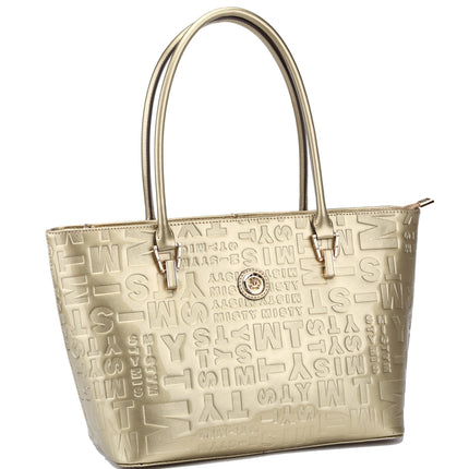 Misty Metallic Shine  Genuine Leather Tote   [Made in Italy]