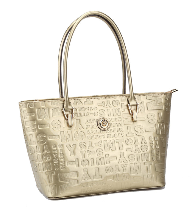 Misty Metallic Shine  Genuine Leather Tote   [Made in Italy]