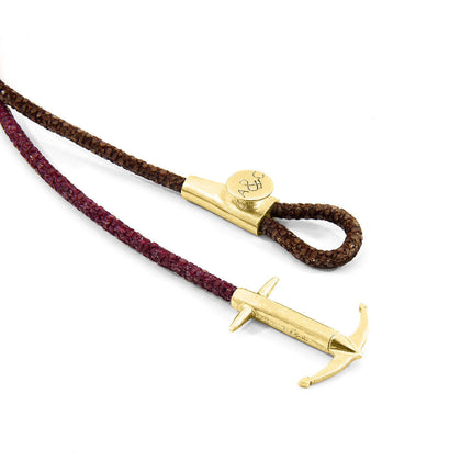 Bordeaux Red Dundee 9ct Yellow Gold and Stingray Leather Bracelet