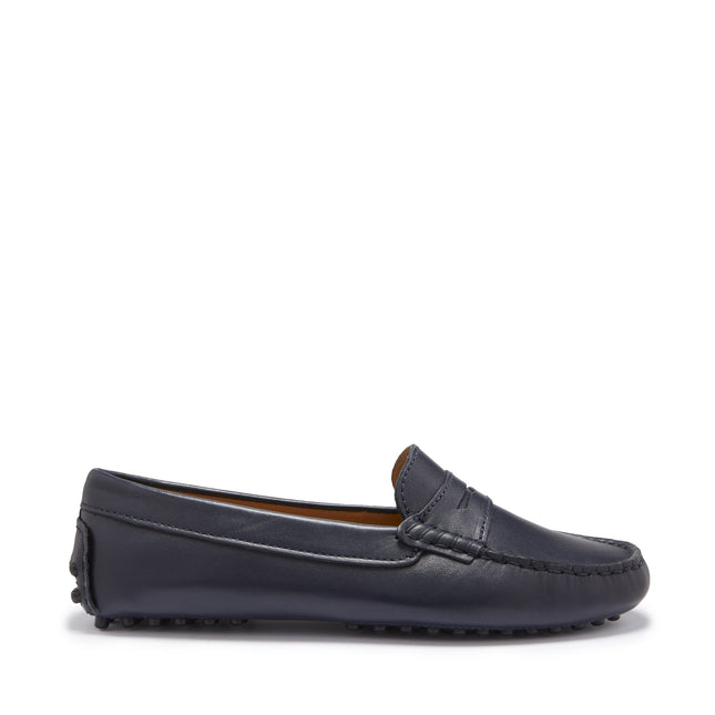 Women's Penny Driving Loafers, Navy Blue Leather