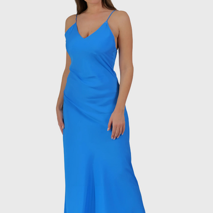 The Tropea Dress – Italian Silk in Cobalt Blue