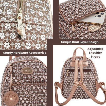 Brangio Italy Floral Rose Gold Accents Mini Backpack
