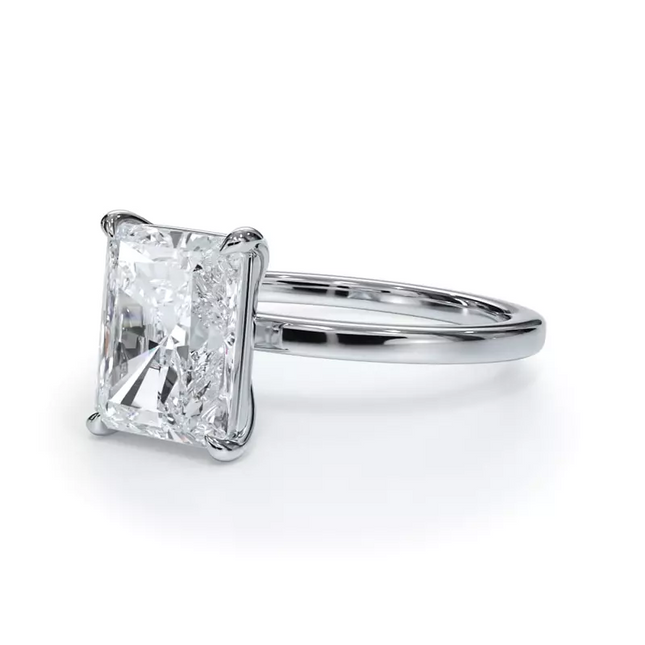 AGI Certified 2 CTW Lab-Grown Emerald Cut Diamond Solitaire Engagement Ring in 14K White Gold – G-Vs Clarity