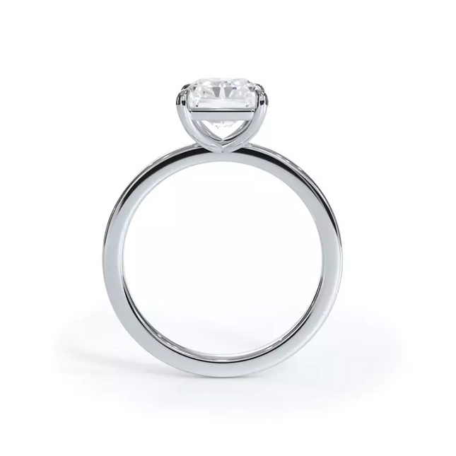 AGI Certified 2 CTW Lab-Grown Emerald Cut Diamond Solitaire Engagement Ring in 14K White Gold – G-Vs Clarity