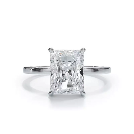 AGI Certified 3 CTW Lab Grown Diamond Solitaire Engagement Ring – G-Vs Clarity, 14K White Gold